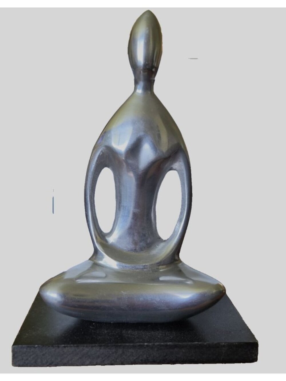 Silver Metal Abstract Yoga Meditation Figurine Statue Block Base Made in India